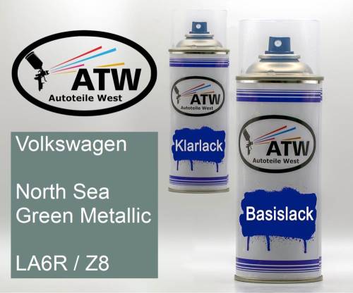 Volkswagen, North Sea Green Metallic, LA6R / Z8: 400ml Sprühdose + 400ml Klarlack - Set, von ATW Autoteile West.